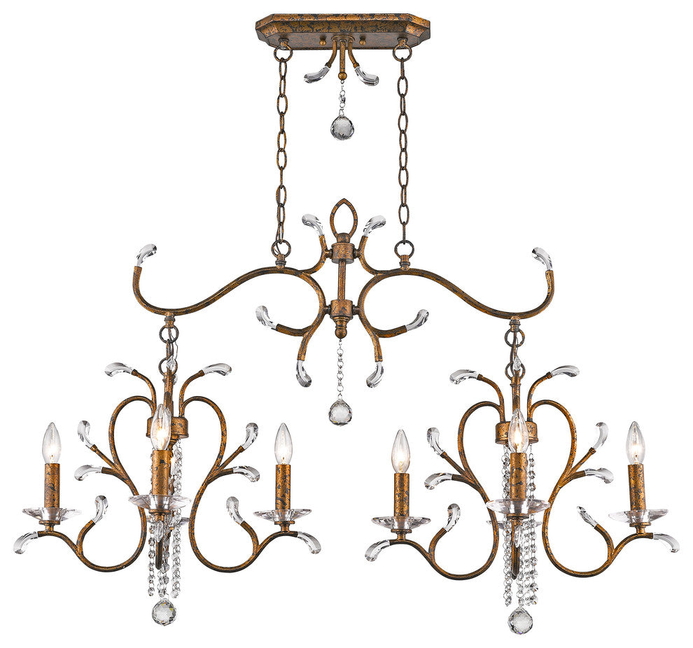 Serafina Island Chandelier, Hand-Applied Venetian Golden Bronze