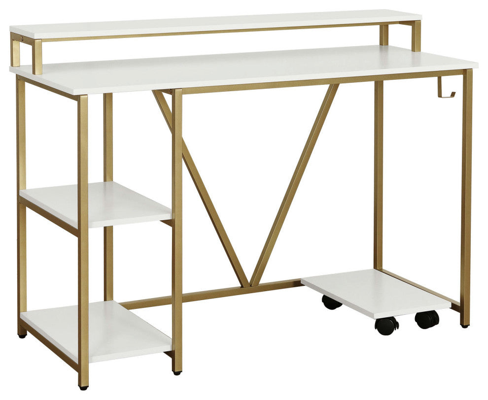 Techni Mobili Industrial Writing Desk, Gold