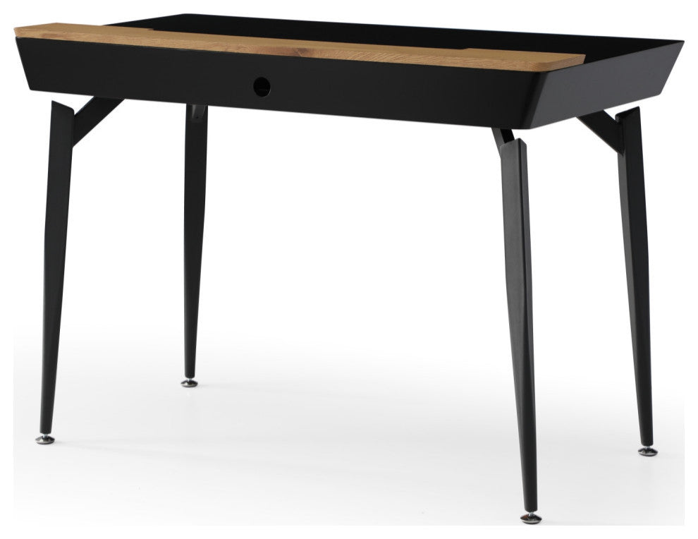 Loft Lyfe Arwen Desk, 3 Storage Drawers, Extra Storage on Top, Black/Natural