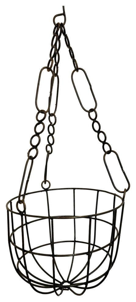 Classic Round Wrought Iron Hanging Basket Planter 14" Vintage Style