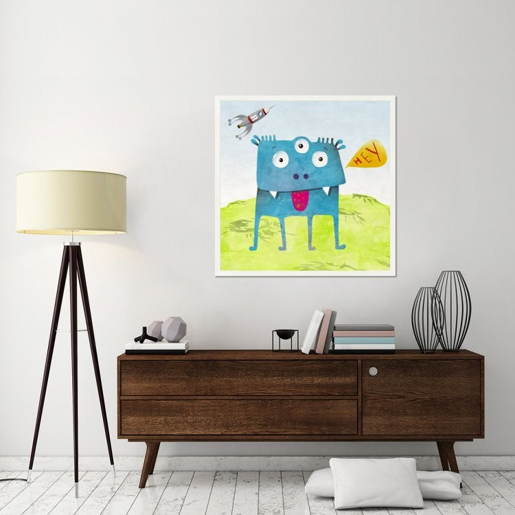 "Alien Friend Number 3" Framed Canvas Giclee by Skip Teller, 43x43"