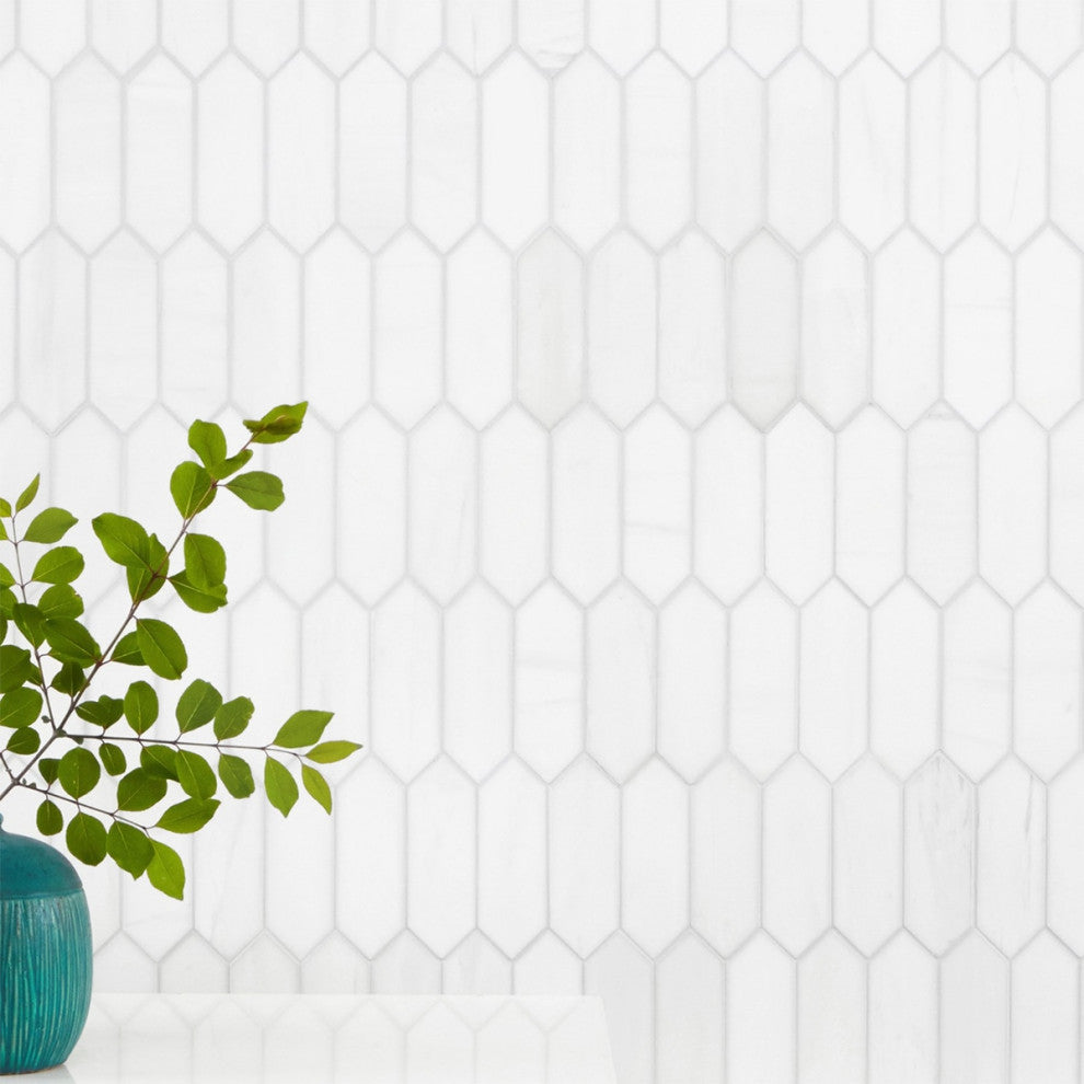 Bianco Dolomiti Polished 2x6 Picket Marble Mosaic