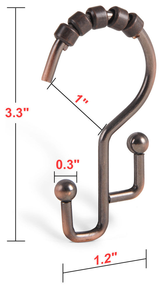 Utopia Alley Double Roller Shower Hook, Black, Oil Rubbed Bronze