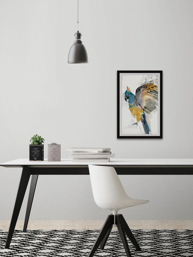 "Flying Festive Parrot" Framed Painting Print, 12"x18"