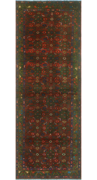 Fine Vintage Distressed HamiLight on Burgundy/Brown Runner, 3'6x9'8
