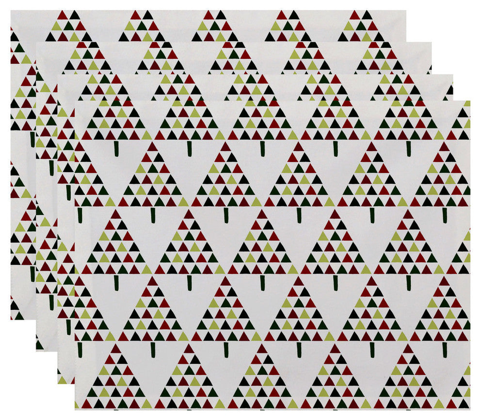 Decorative Holiday Placemat, Set of 4 Geometric, Cream