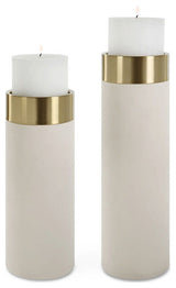 Uttermost 18100 Wessex Iron and Leather Table Pillar Candle - Antique Brushed