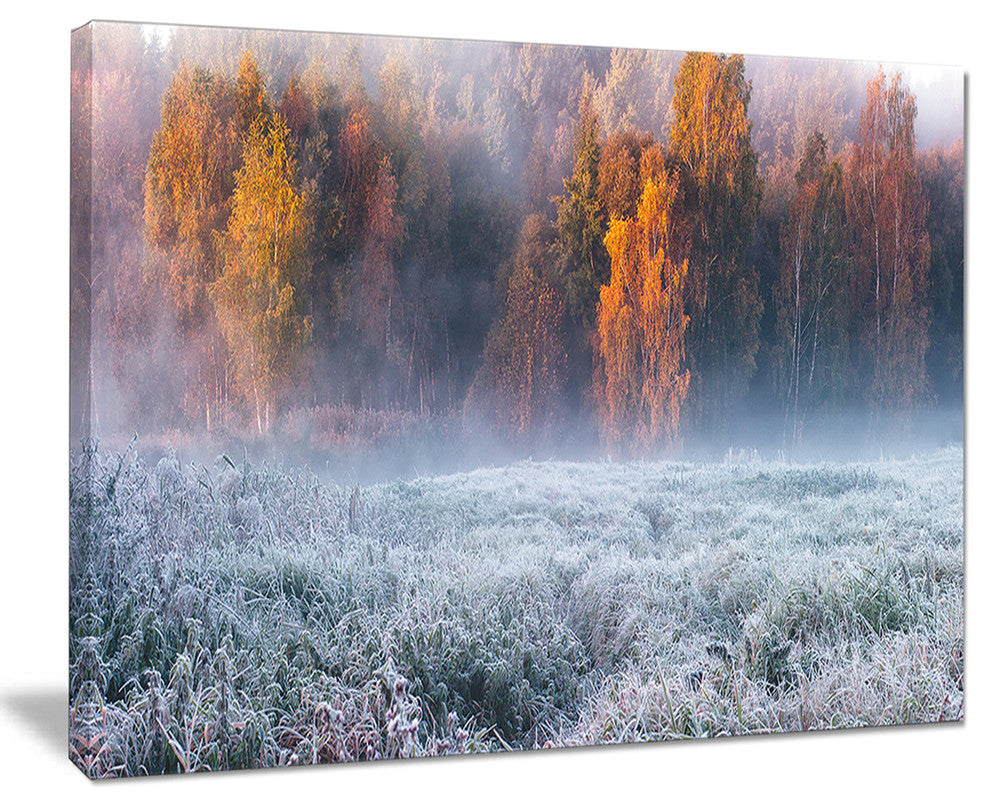 "Grey Hoarfrost Design By Winter" Landscape Print Wall Art, 20"x12"