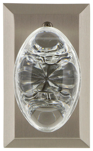 Single Studio Plate With Oval Clear Crystal Knob, Satin Nickel