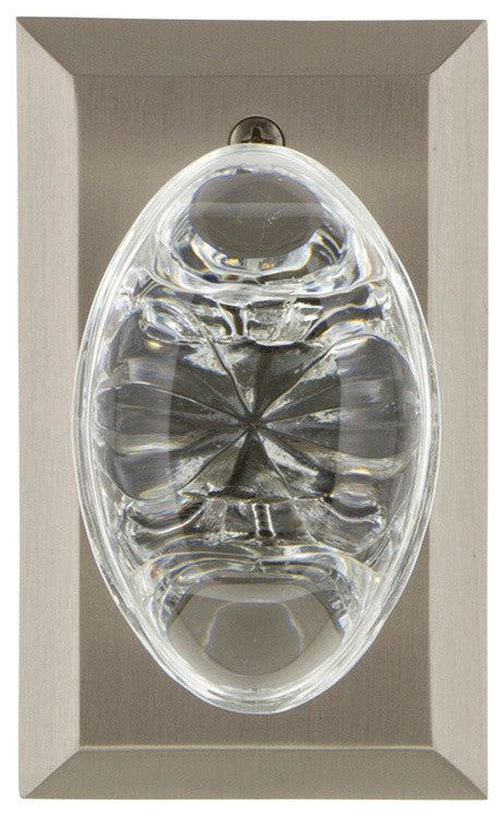 Single Studio Plate With Oval Clear Crystal Knob, Satin Nickel