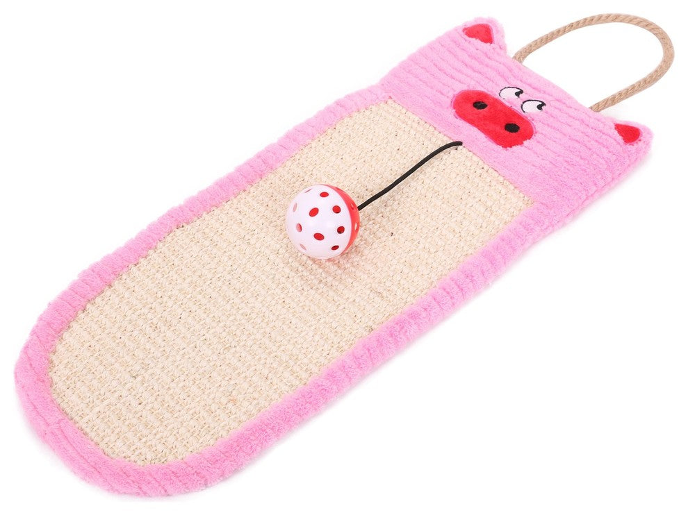 Eco-Natural Sisal And Jute Hanging Carpet Cat Scratcher Lounge With Toy, Pink