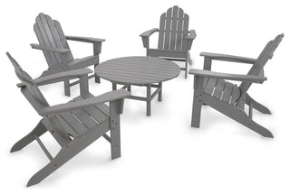 Polywood Long Island Adirondack 5-Piece Conversation Group, Slate Gray
