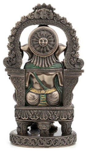 Lord Ganesha Sitting On Chair With Temple Arch Sculpture Hindu and Buddhism