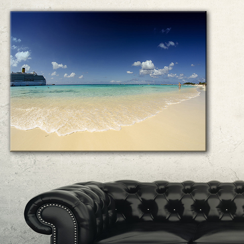 "Crystal Waters of Grand Cayman" Seashore Canvas Photo Print, 40"x20"