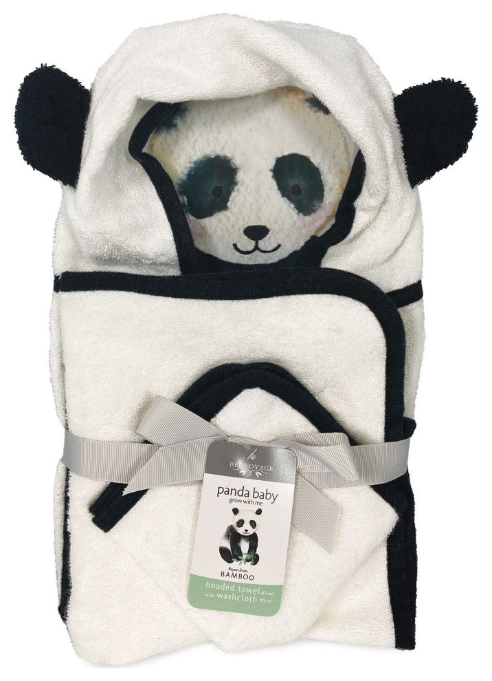 Panda Baby Rayon Viscose Bamboo Hooded Bath Towel Set, 2pc Set