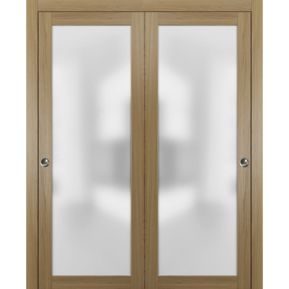Closet  Glass Bypass Doors 72x84 & Hardware | Planum 2102 Honey Ash
