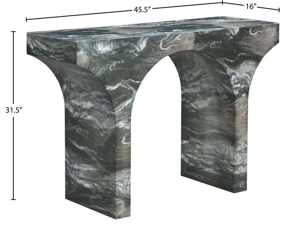 Pomezia Finished Console Table, Green, Marble Finish