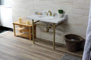 Kingston Brass LMS3622M87ST 36" Carrara Marble Console Sink, Legs
