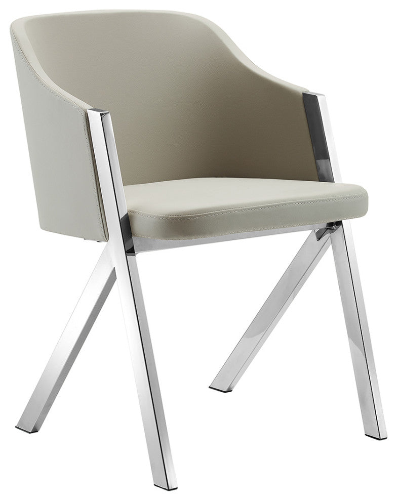 Acorn Set of 2 Arm Dining Chair, Taupe Pu Leather