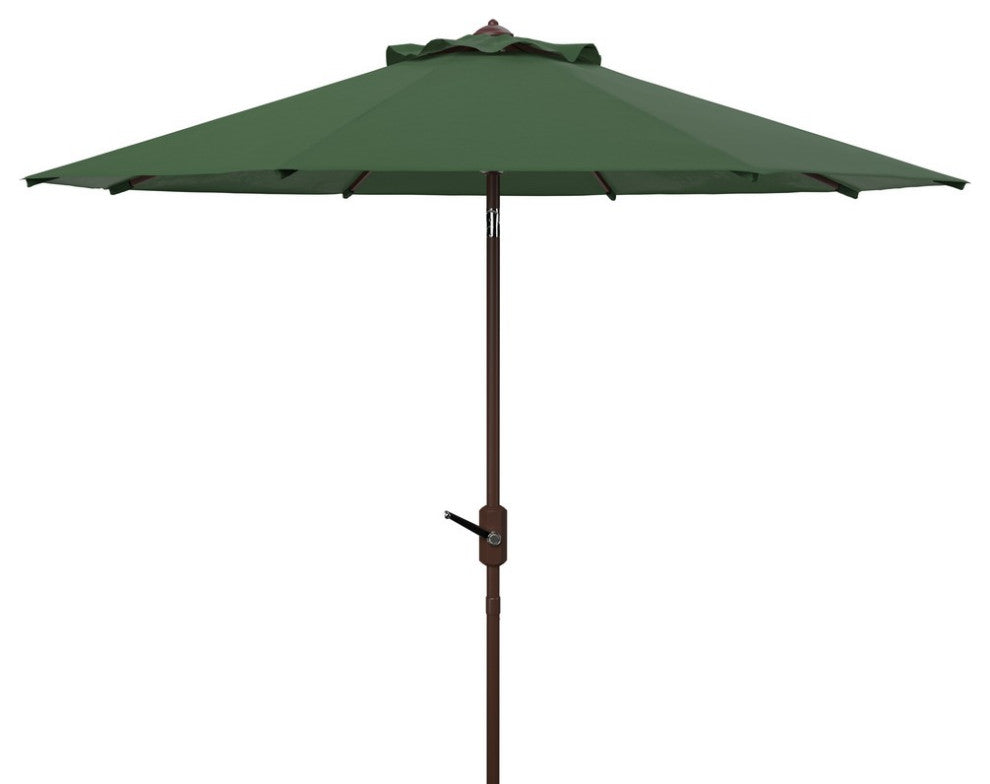 Safavieh Ortega 9' Auto Tilt Crank Umbrella, Hunter Green