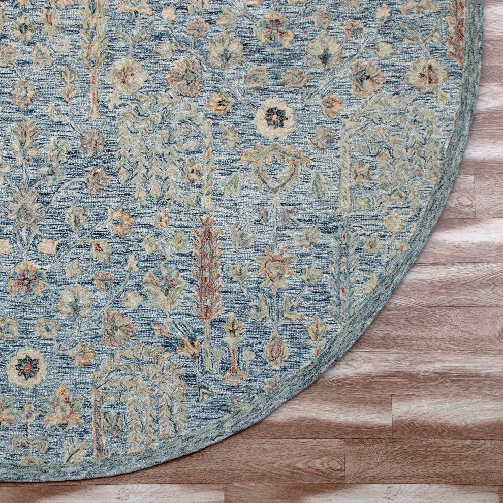Ox Bay Vin Lex Abstract Hand-Tufted Area Rug, Slate Blue, 8'6" Round