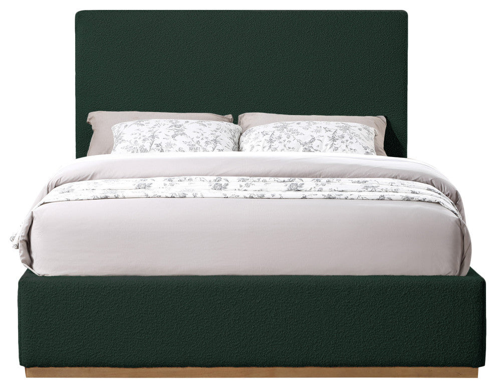 Monaco Boucle Fabric Upholstered Bed, Green, King