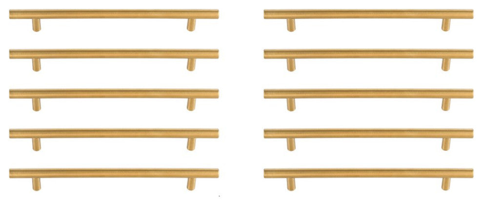 PL400-7-BR-10PK Quinn 7-9/16" Center to Center Brass Bar Pull, Set of 10