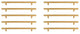 PL400-7-BR-10PK Quinn 7-9/16" Center to Center Brass Bar Pull, Set of 10