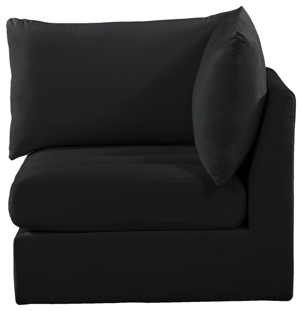 Jacob Velvet Upholstered Modular Corner Chair, Black