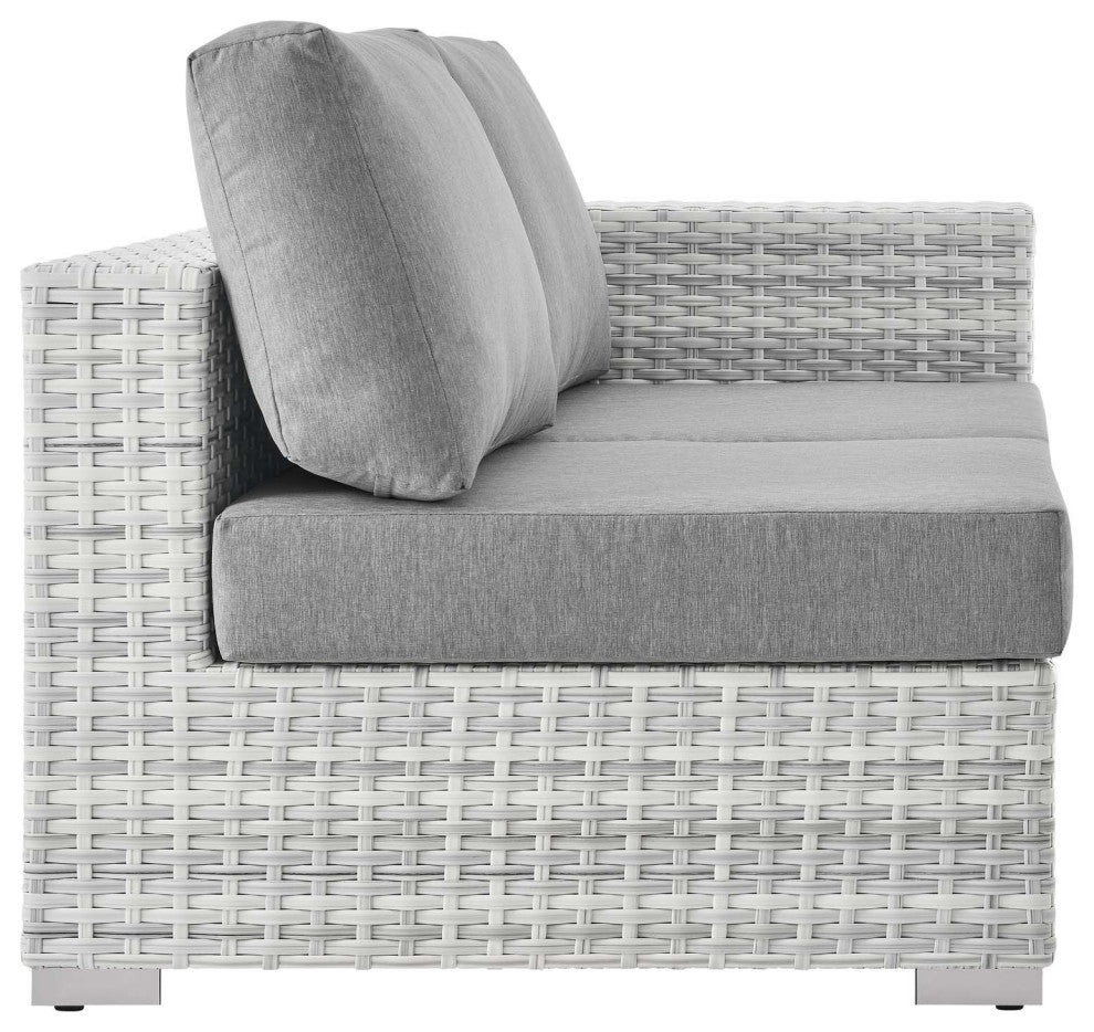 Lounge Loveseat Sofa, Rattan, Wicker, Gray, Modern, Outdoor Patio Bistro