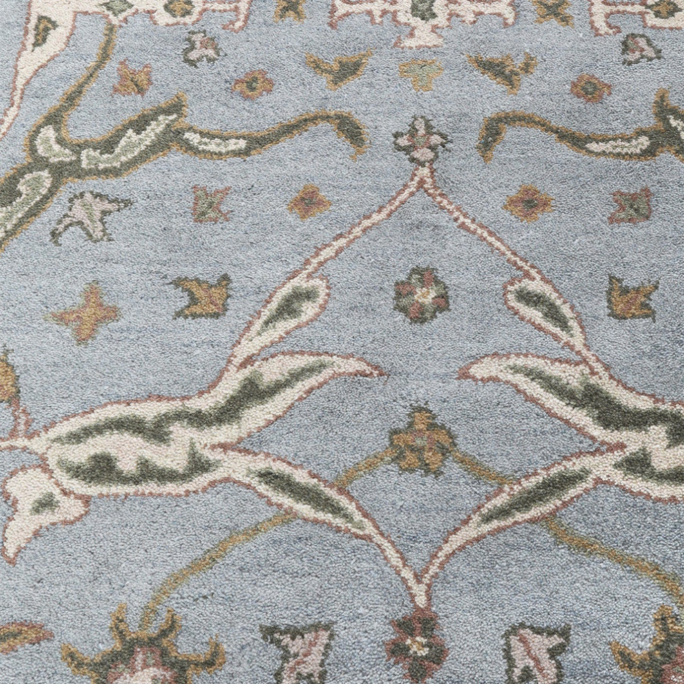 HAND TUFTED WOOL ECO-FRIENDLY AREA RUGS, Blue Green Color, Oriental Design