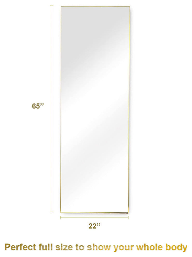22 in. W x 65 in. H Rectangular Framed Freestanding Full Length Bedroom Mirror
