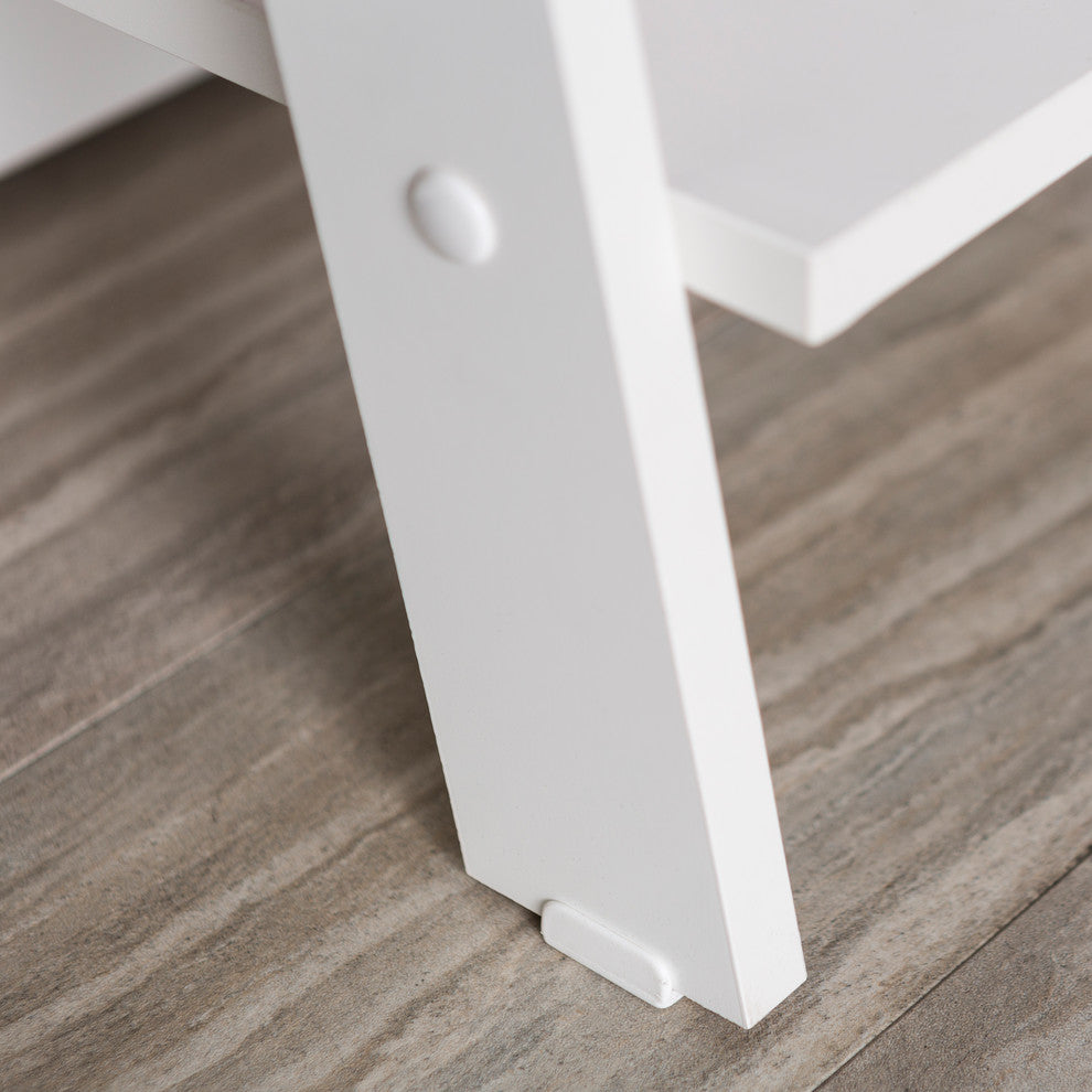 55" Wood Ladder Bookshelf, White