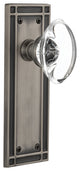 Mission Plate Passage Oval Clear Crystal Glass Knob, Antique Pewter