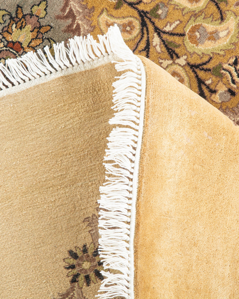 Das Octagon One-of-a-Kind Hand-Knotted Area Rug Yellow, 8'1"x8'1"