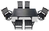 LuXeo Tuscany HDPE Swivel Dining Set, Black, 7-Piece
