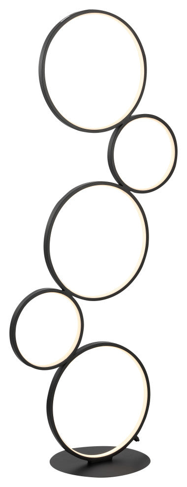 Pluto Stacked Circles 45" 5-Light Modern Integrated LED Floor Lamp, Black