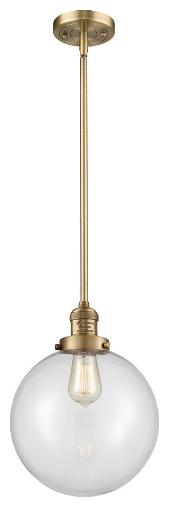 X-Large Beacon 1-Light Mini Pendant, Brushed Brass, Clear