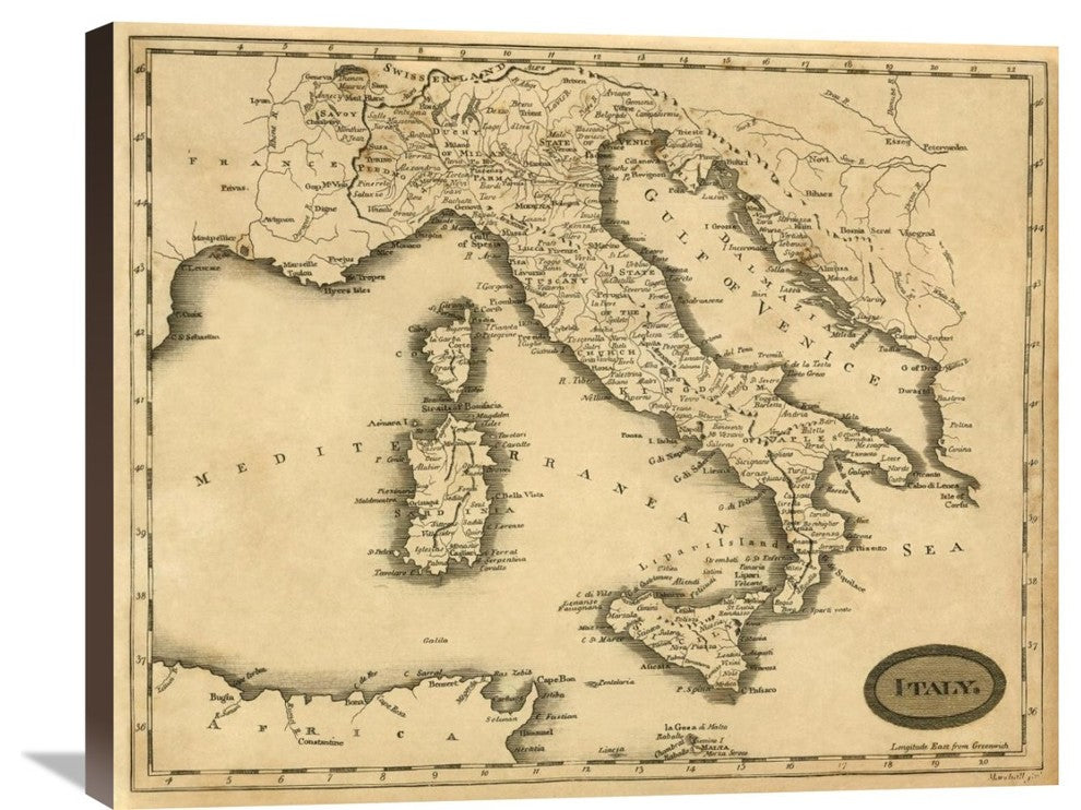 "Italy, 1812" Stretched Canvas Giclee by Aaron Arrowsmith, 30"x24"