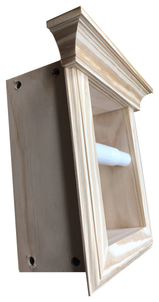 Tampa Recessed Solid Wood Toilet Paper Holder 7 x 8.5, Unfinished