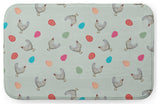 34" x 21" Chickens and Eggs Bathmat, Breezeway Green