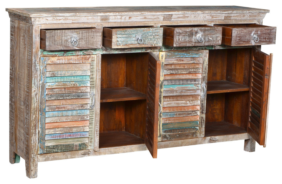 Cassidy 4-Drawer 4-Door Shutter Sideboard, White