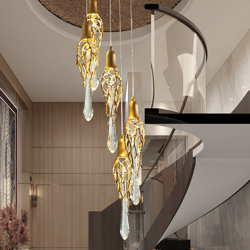 MIRODEMIÂ® Andora | Creative Crystal Chandelier with Clear Glass Drops, 9 Lights, Cool Light