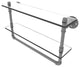 Pipeline Doulbe Glass Shelf with Towel Bar, Matte Gray, 22"