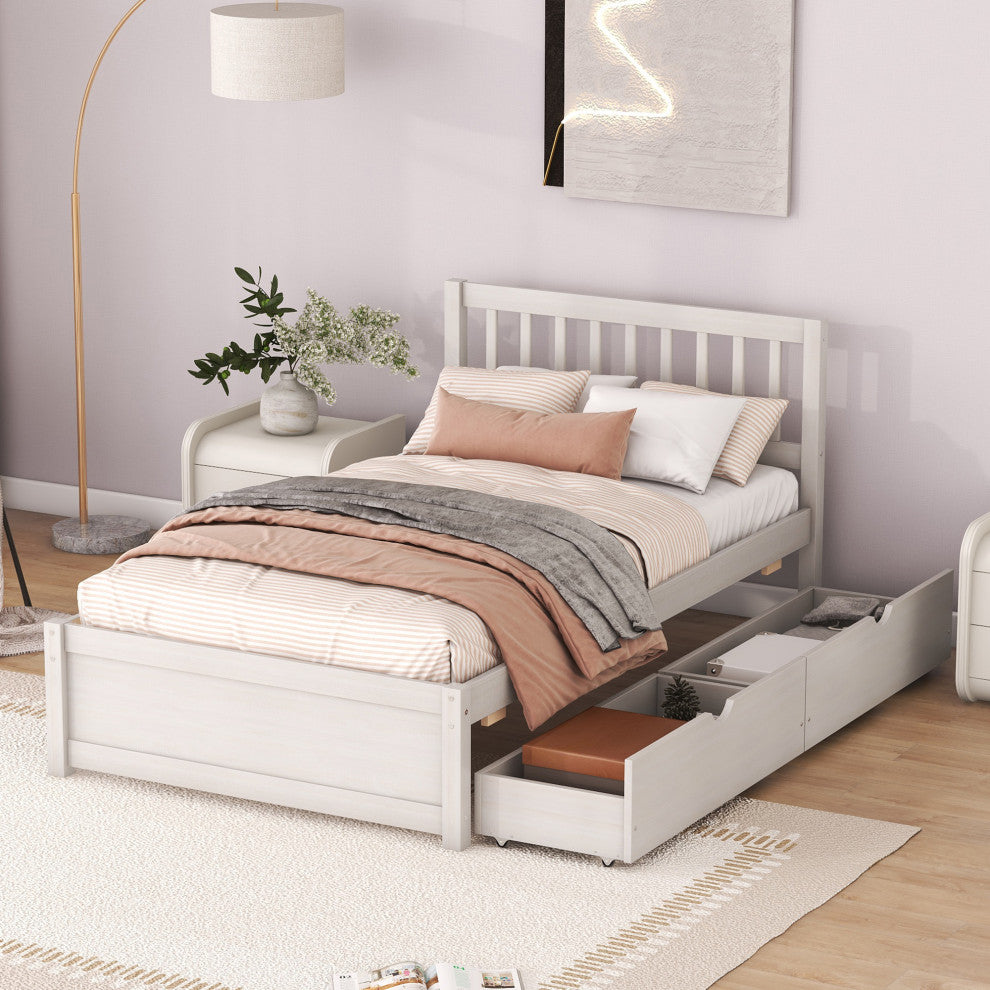 Gewnee Modern Design Wooden Twin Size Platform Bed