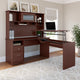 Cabot 3 Position L Shaped Sit to Stand Desk With Hutch, Harvest Cherry
