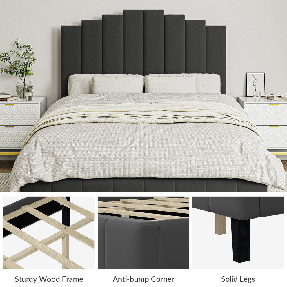 Gastone Tufted Upholstered Platform Bed, Gray