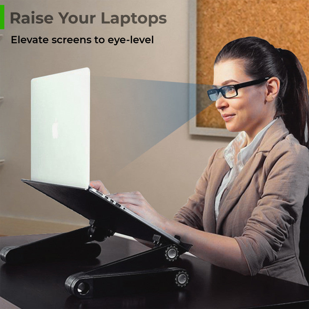 Workez Adjustable Height, Ergonomic Aluminum Cool Laptop Stand, Black