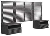 Render Wall Mount Twin Headboard and Modern Nightstands, Charcoal