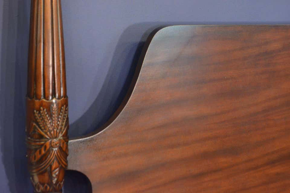Mahogany King Size Rice Carved Poster Bed by Leighton Hall